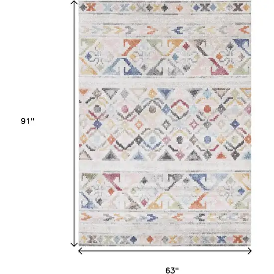 Cream Blue And Green Tribal Area Rug Photo 3