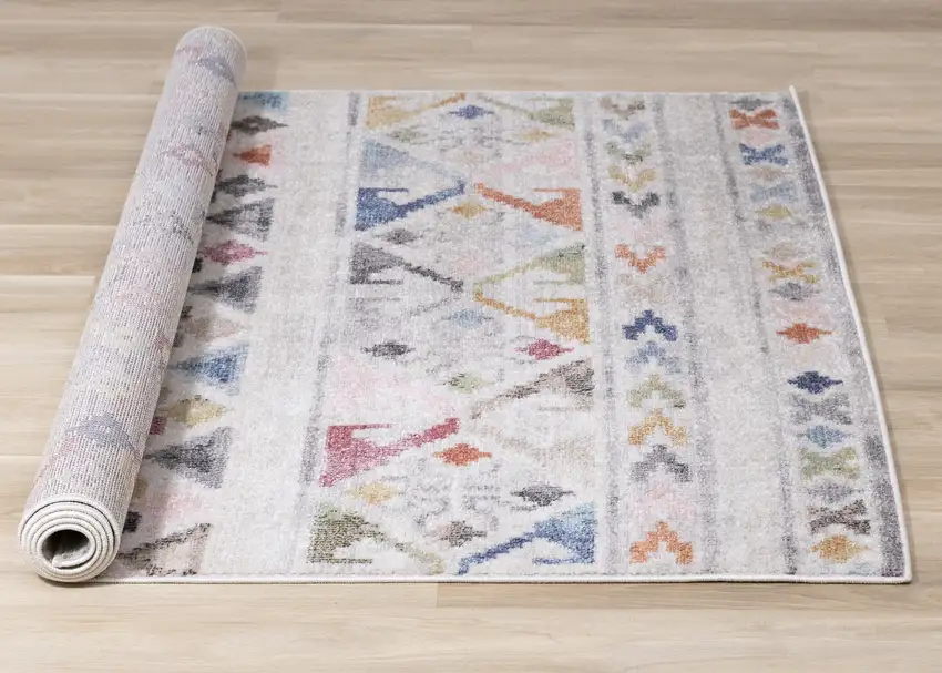 Cream Blue And Green Tribal Area Rug Photo 9