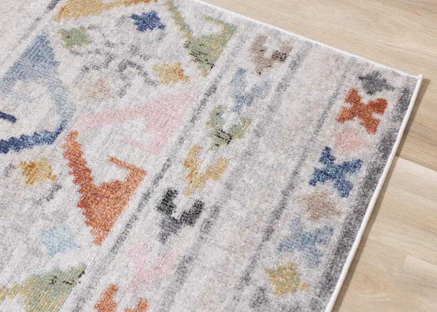 Cream Blue And Green Tribal Area Rug Photo 7