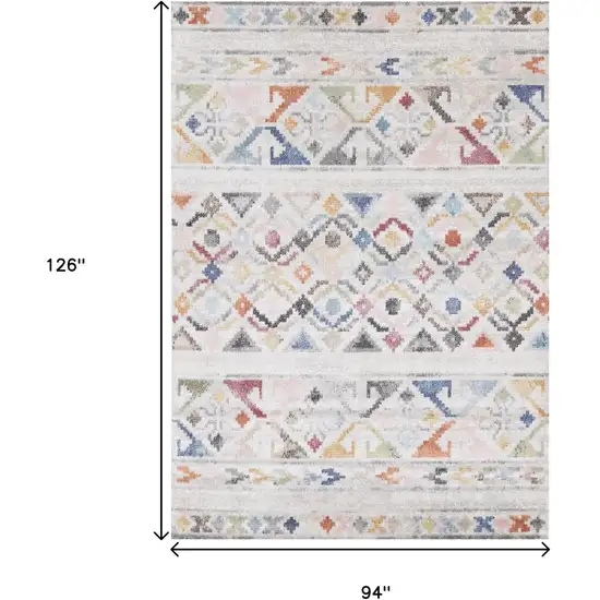 Cream Blue And Green Tribal Area Rug Photo 3