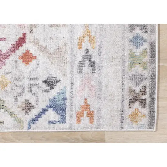 Cream Blue And Green Tribal Area Rug Photo 8