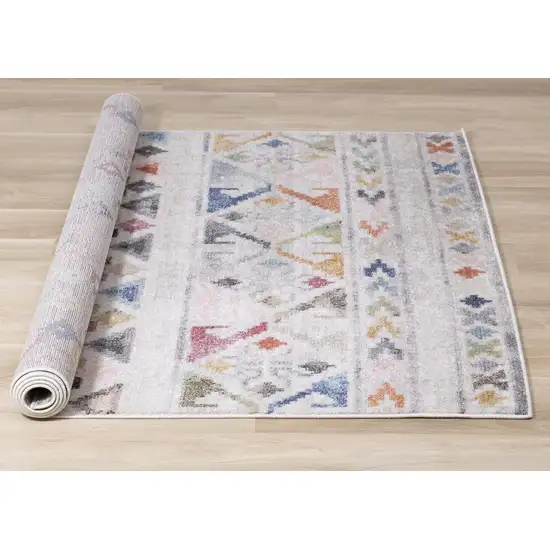 Cream Blue And Green Tribal Area Rug Photo 9