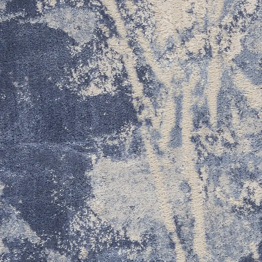 Cream Blue And Light Blue Abstract Non Skid Area Rug Photo 4