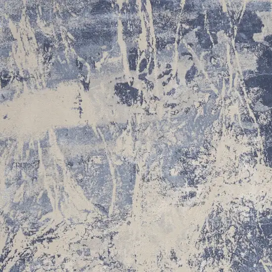 Cream Blue And Light Blue Abstract Non Skid Area Rug Photo 8