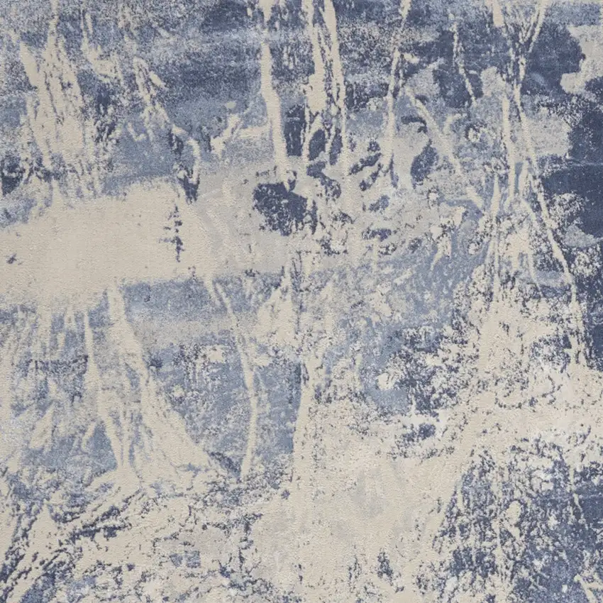 Cream Blue And Light Blue Abstract Non Skid Area Rug Photo 8