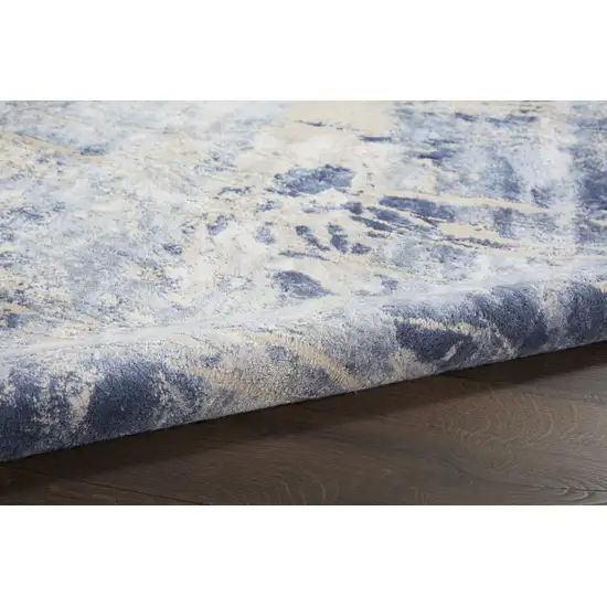 Cream Blue And Light Blue Abstract Non Skid Area Rug Photo 9