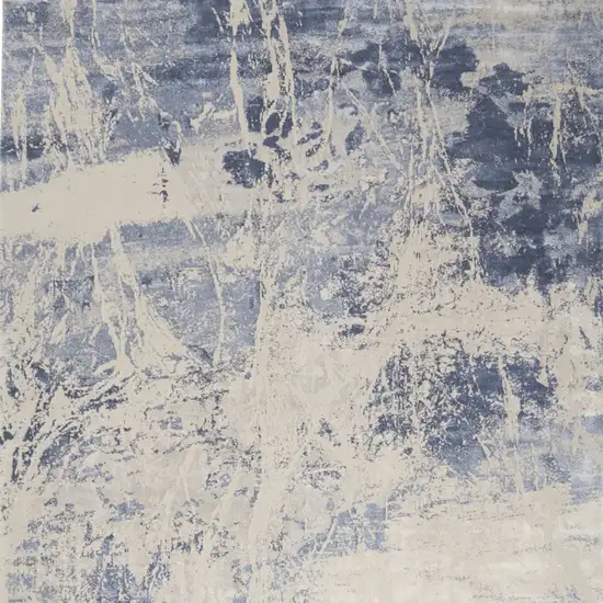 Cream Blue And Light Blue Abstract Non Skid Area Rug Photo 8