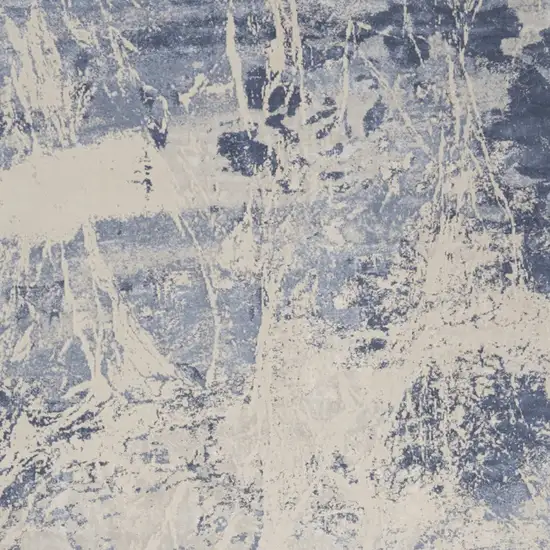 Cream Blue And Light Blue Abstract Non Skid Area Rug Photo 7