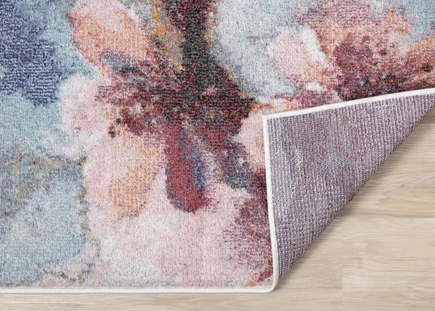 Cream Blue And Pink Floral Area Rug Photo 9