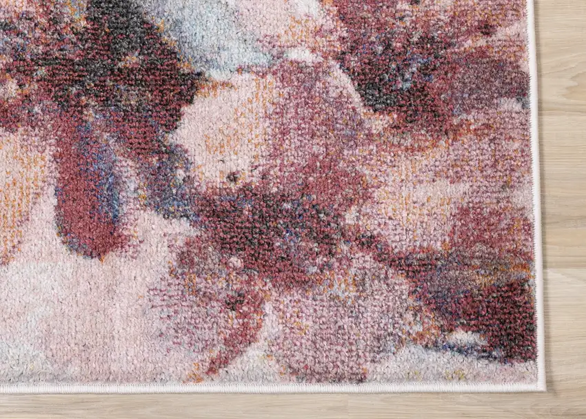 Cream Blue And Pink Floral Area Rug Photo 8
