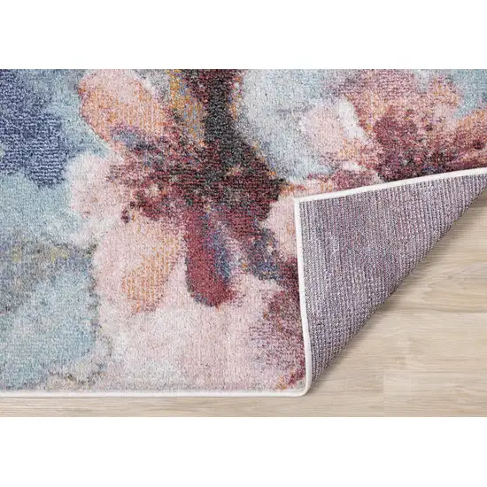 Cream Blue And Pink Floral Area Rug Photo 9