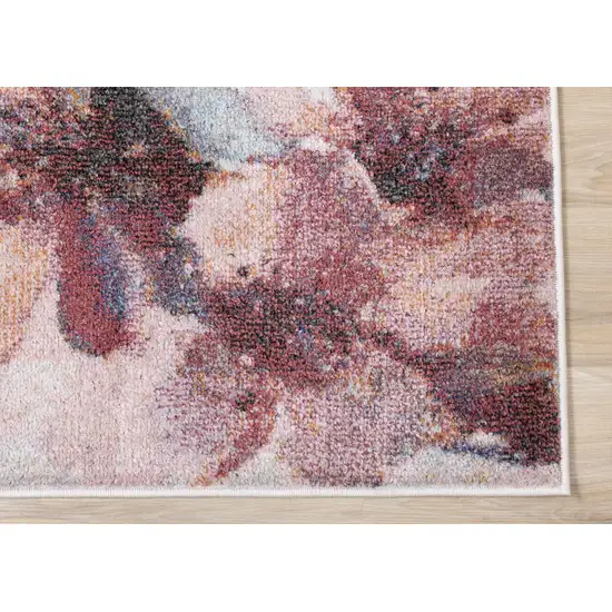 Cream Blue And Pink Floral Area Rug Photo 8