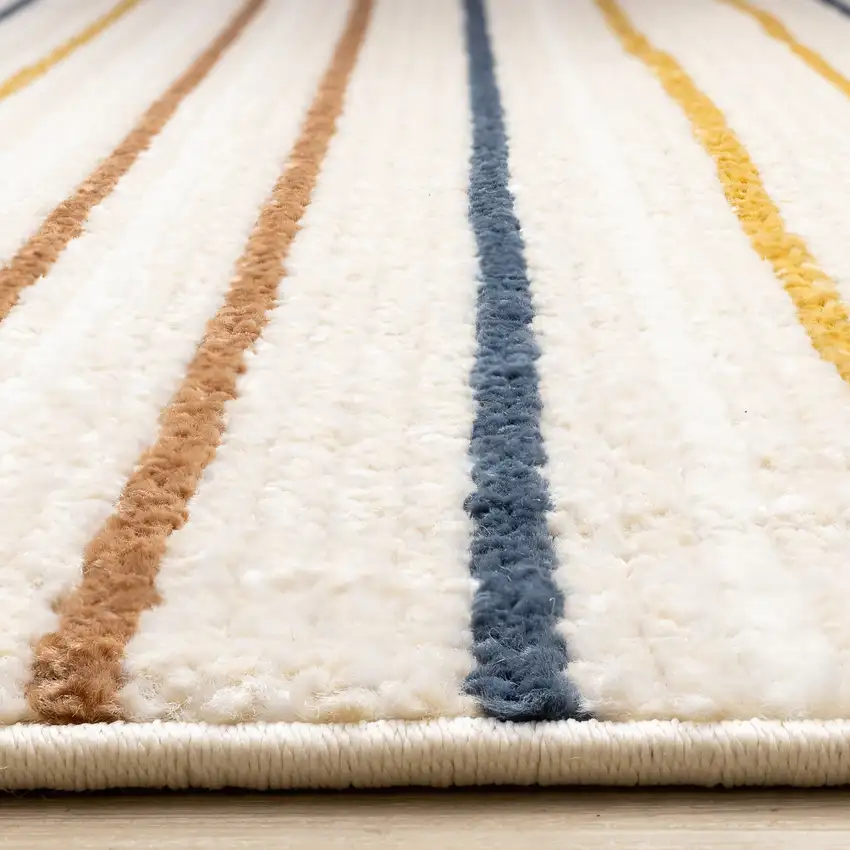 Cream Blue And Red Striped Area Rug Photo 8