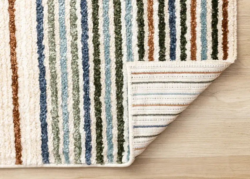 Cream Blue And Red Striped Area Rug Photo 7