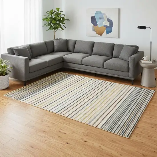 Cream Blue And Red Striped Area Rug Photo 1