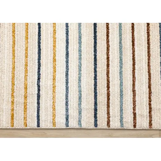 Cream Blue And Red Striped Area Rug Photo 8