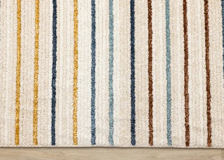 Cream Blue And Red Striped Area Rug Photo 8