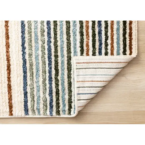 Cream Blue And Red Striped Area Rug Photo 7