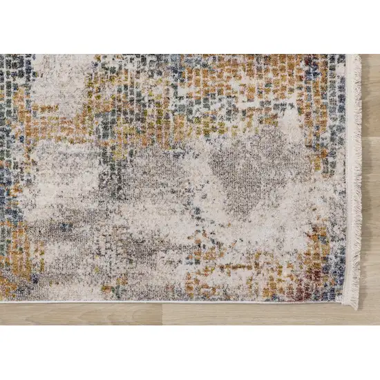 Cream Blue And Yellow Abstract Area Rug Photo 7