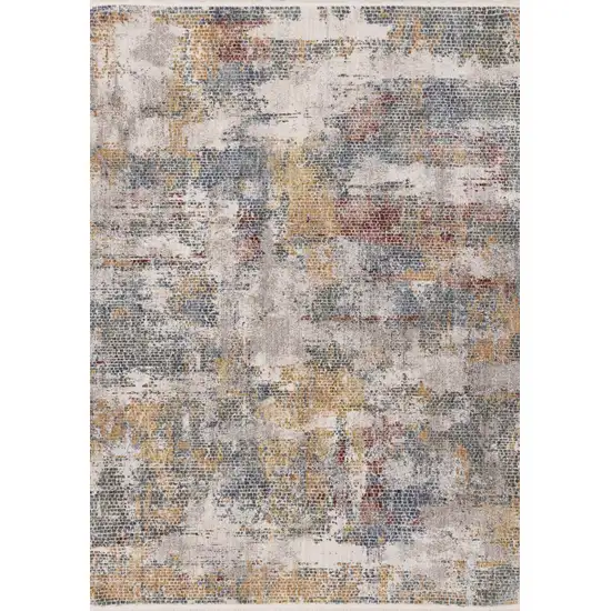 Cream Blue And Yellow Abstract Area Rug Photo 4