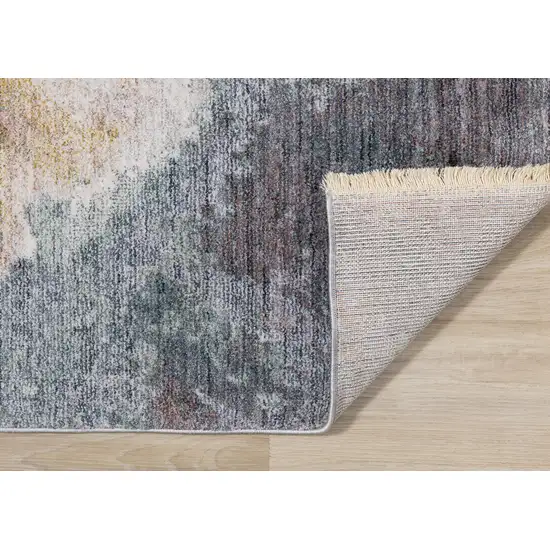 Cream Blue And Yellow Botanical Leaves Area Rug Photo 9