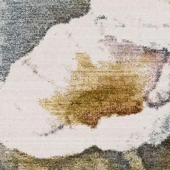Cream Blue And Yellow Botanical Leaves Area Rug Photo 4