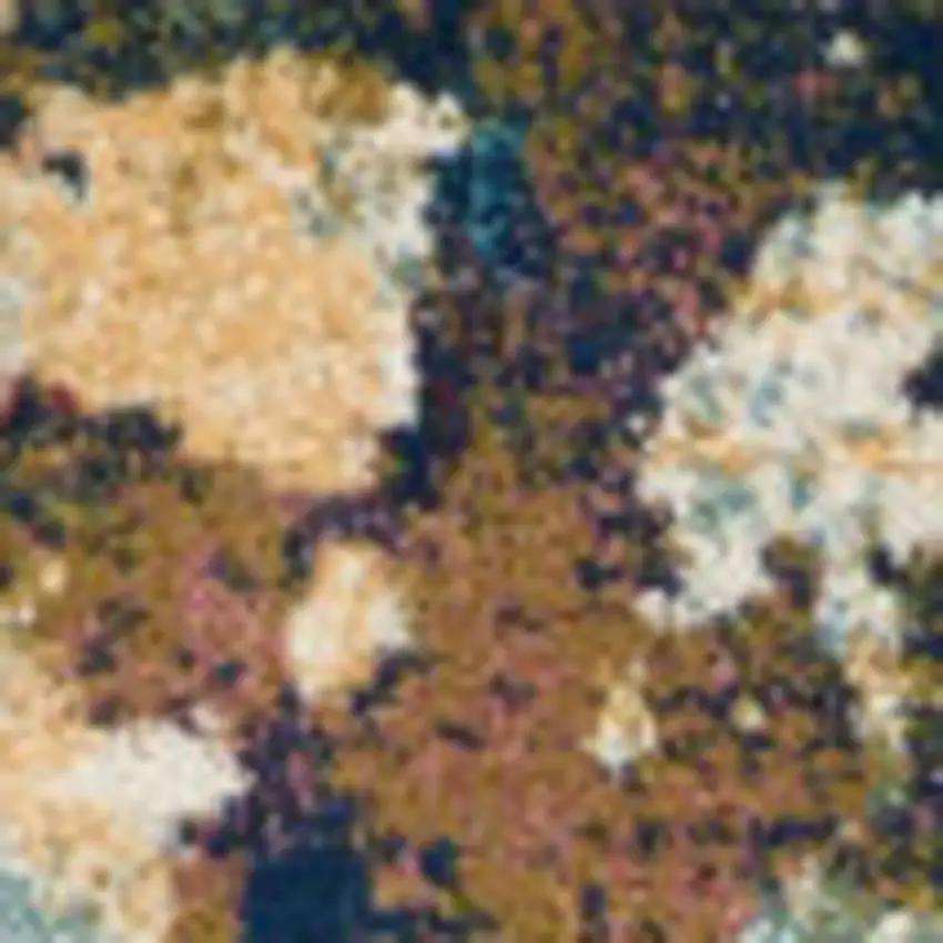 Cream Blue and Green Abstract Distressed Area Rug Photo 7