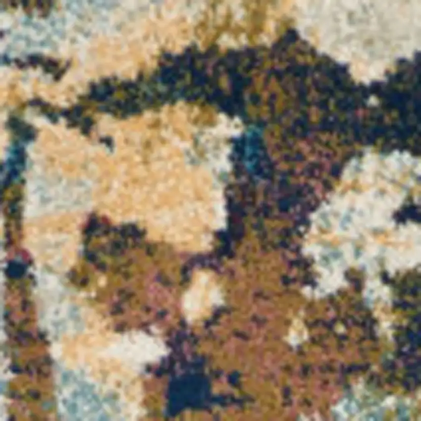 Cream Blue and Green Abstract Distressed Area Rug Photo 8