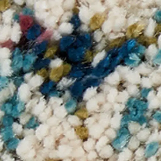 Cream Blue and Green Abstract Distressed Area Rug Photo 7