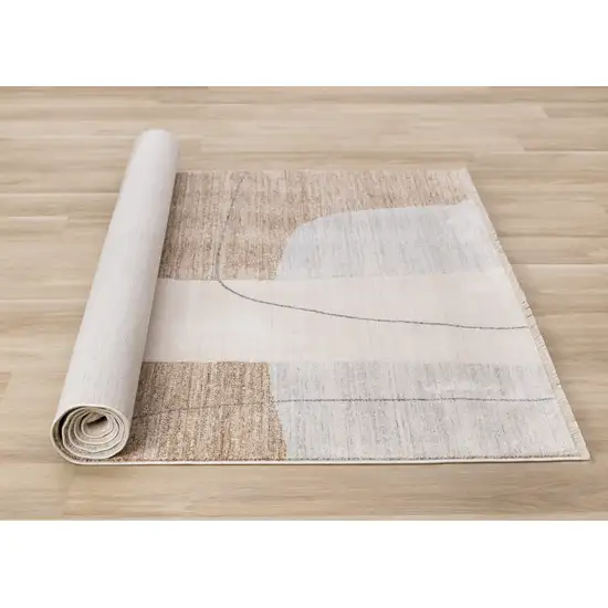Cream Brown And Beige Geometric Area Rug Photo 8