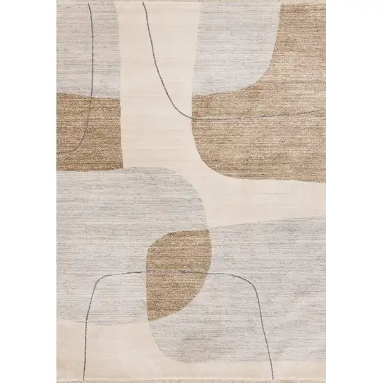 Cream Brown And Beige Geometric Area Rug Photo 4