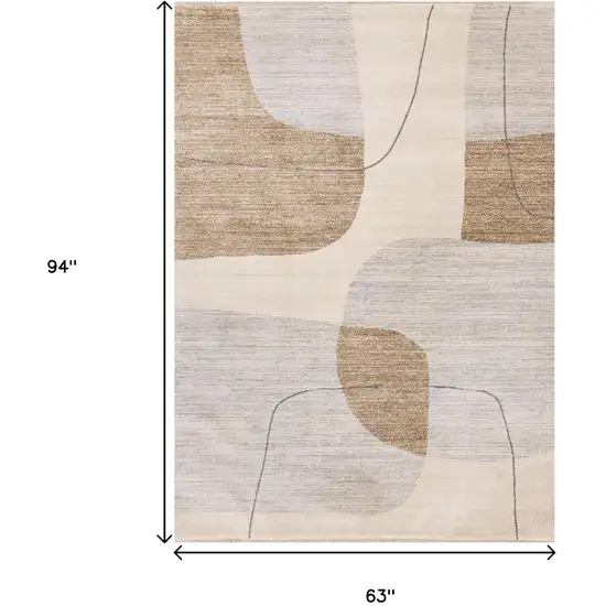 Cream Brown And Beige Geometric Area Rug Photo 3