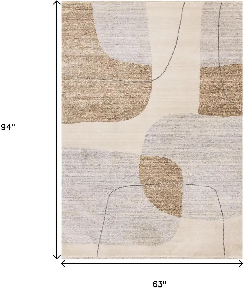 Cream Brown And Beige Geometric Area Rug Photo 3