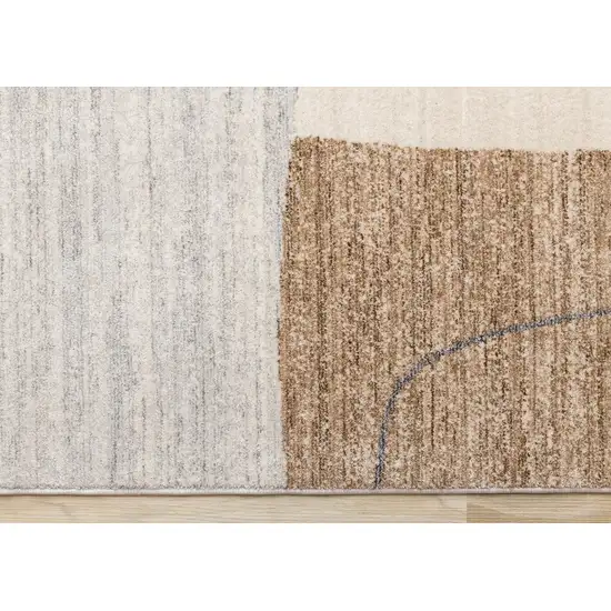Cream Brown And Beige Geometric Area Rug Photo 7