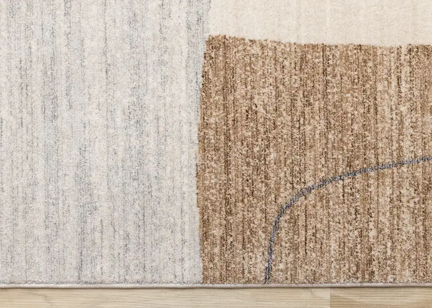 Cream Brown And Beige Geometric Area Rug Photo 7