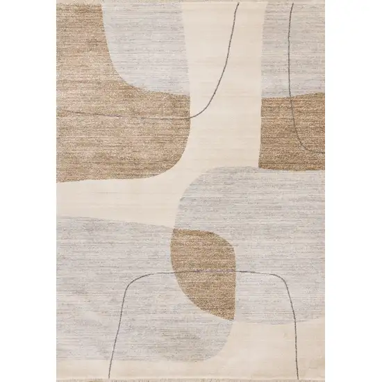 Cream Brown And Beige Geometric Area Rug Photo 2