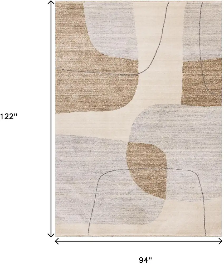 Cream Brown And Beige Geometric Area Rug Photo 3