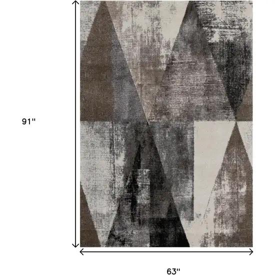 Cream Brown And Black Geometric Area Rug Photo 3