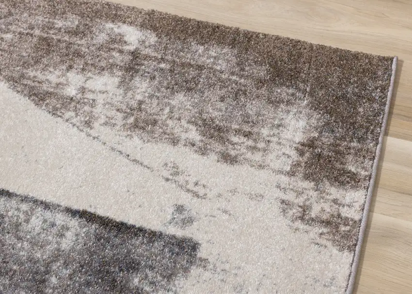 Cream Brown And Black Geometric Area Rug Photo 6