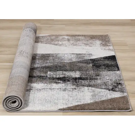 Cream Brown And Black Geometric Area Rug Photo 9