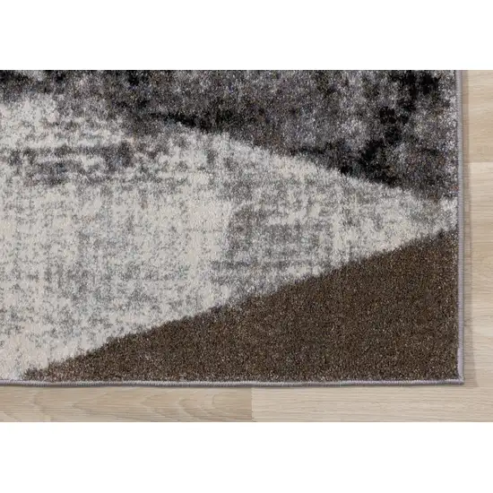 Cream Brown And Black Geometric Area Rug Photo 8