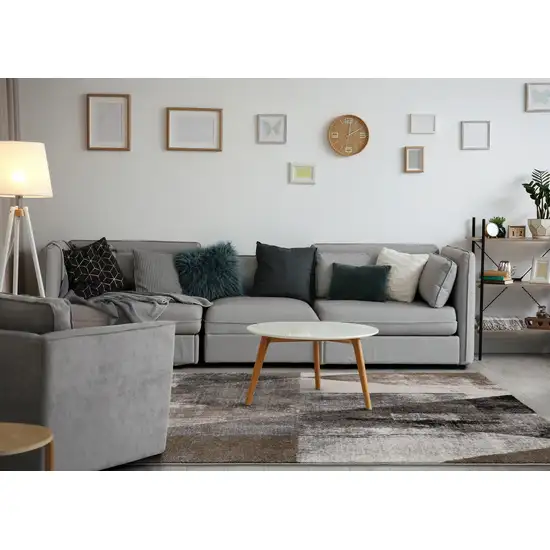 Cream Brown And Black Geometric Area Rug Photo 6