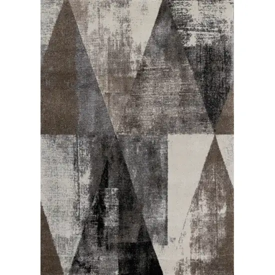 Cream Brown And Black Geometric Area Rug Photo 2