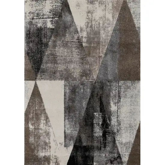 Cream Brown And Black Geometric Area Rug Photo 4