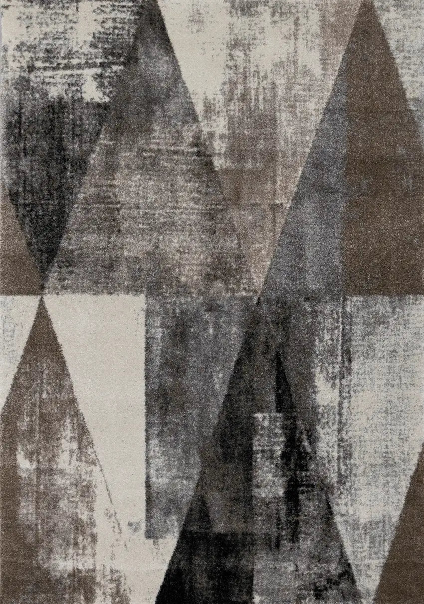 Cream Brown And Black Geometric Area Rug Photo 4