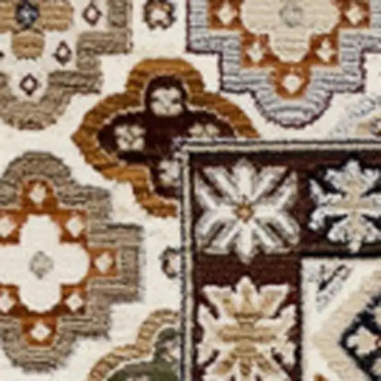 Cream Brown And Tan Oriental Area Rug Photo 4