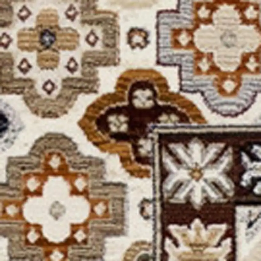 Cream Brown And Tan Oriental Area Rug Photo 7