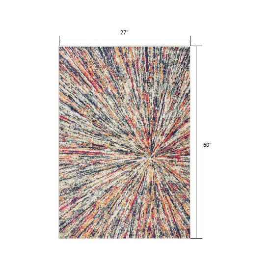 Cream Celestial Burst Abstract Area Rug Photo 8