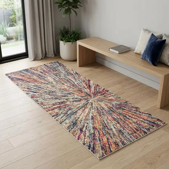 Cream Celestial Burst Abstract Area Rug Photo 1