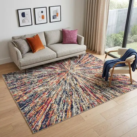 Cream Celestial Burst Abstract Area Rug Photo 1